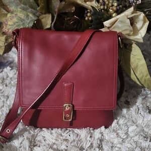Coach Legacy Flap crossbody messenger handbag in red leather, style number 9592.